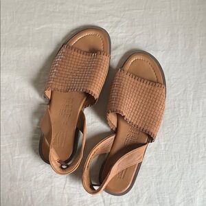Spring Step Woven Tan Leather Sandals